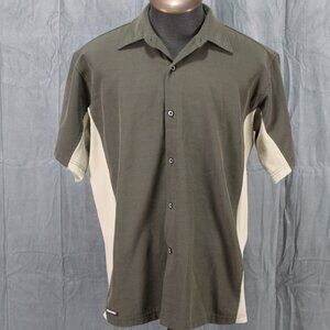 Vintage Skateboard Button Down Shirt - Boardroom Vancouver Green and Tan - Men L